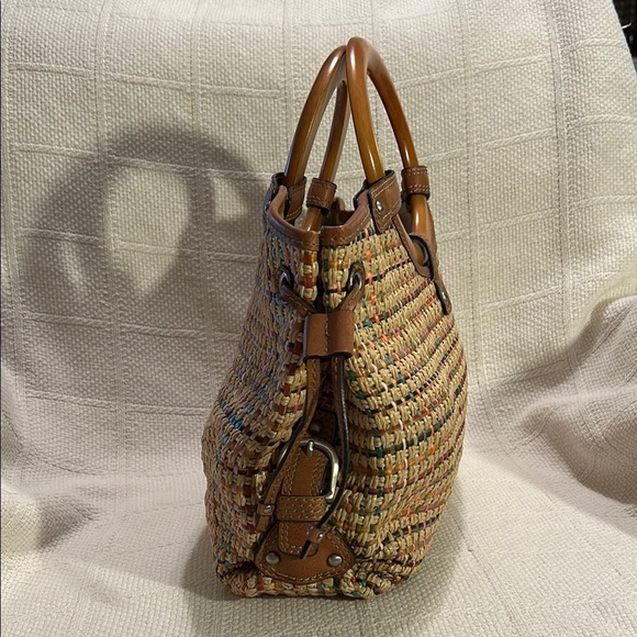 FOSSIL Multicolor Woven Tote with Wooden Handles - Picture 4 of 8